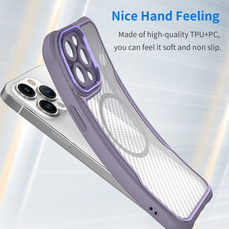 For iPhone 11 Pro Max Carbon Fiber Texture MagSafe Translucent Phone Case(Purple) - iPhone 11 Pro Max Cases by buy2fix | Online Shopping UK | buy2fix