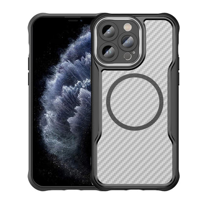 For iPhone 11 Pro Carbon Fiber Texture MagSafe Translucent Phone Case(Black) - iPhone 11 Pro Cases by buy2fix | Online Shopping UK | buy2fix