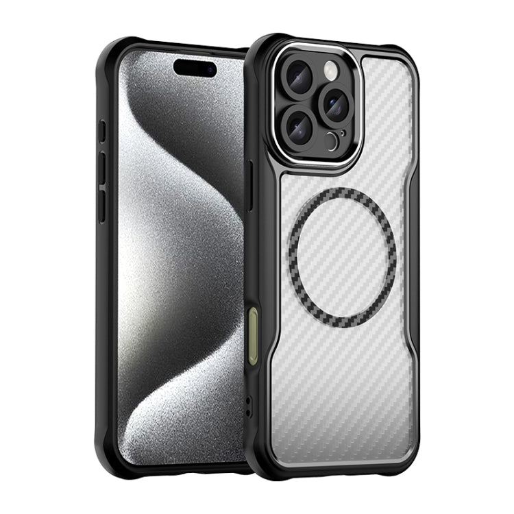 For iPhone 16 Pro Max Carbon Fiber Texture MagSafe Translucent Phone Case(Black) - iPhone 16 Pro Max Cases by buy2fix | Online Shopping UK | buy2fix