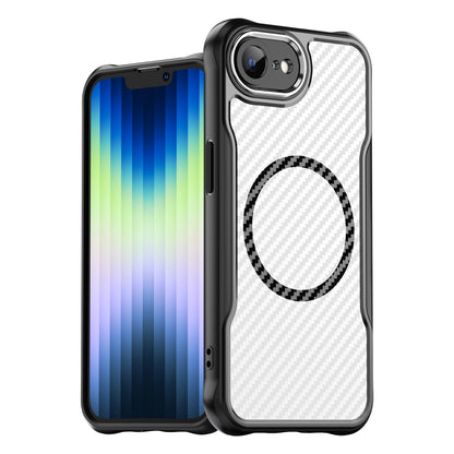 For iPhone 16e Carbon Fiber Texture MagSafe Translucent Phone Case(Black) by buy2fix