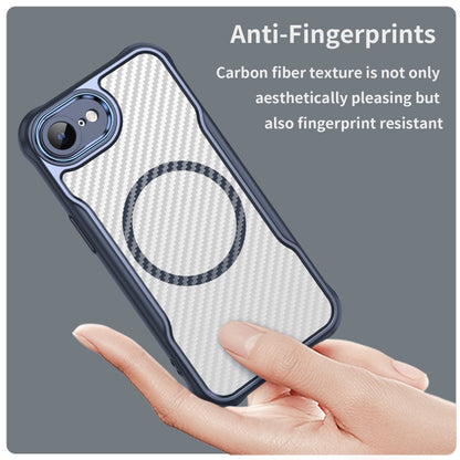 For iPhone 16e Carbon Fiber Texture MagSafe Translucent Phone Case(Blue) by buy2fix