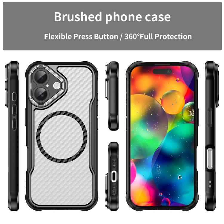 For iPhone 17 Carbon Fiber Texture MagSafe Translucent Phone Case(Black) - iPhone 17 Cases by buy2fix | Online Shopping UK | buy2fix