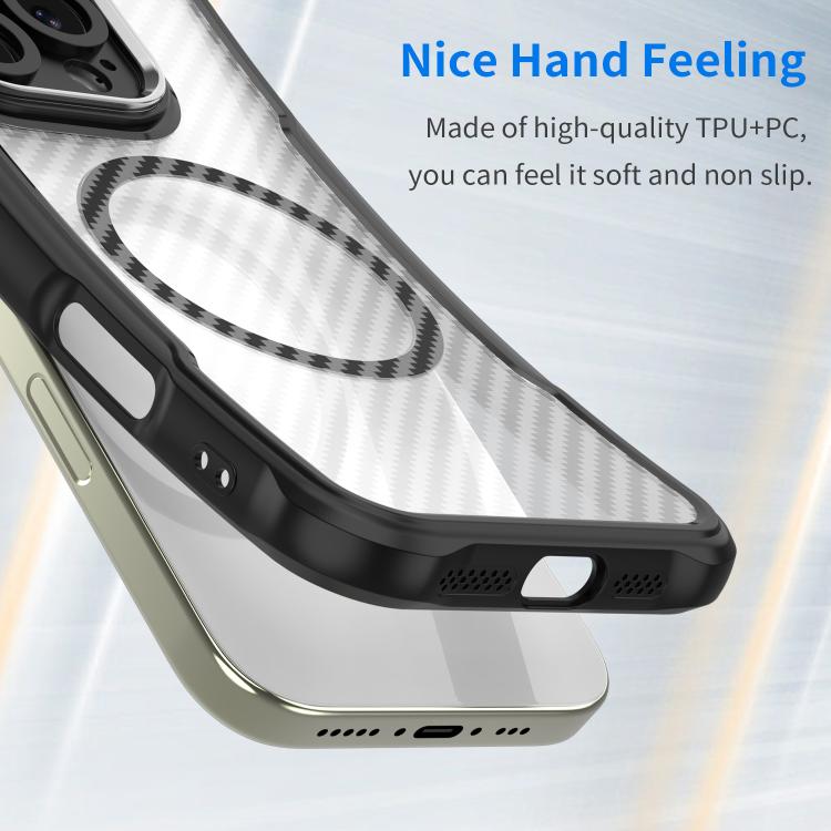 For  iPhone 17 Air Carbon Fiber Texture MagSafe Translucent Phone Case(Black) - iPhone Air Cases by buy2fix | Online Shopping UK | buy2fix