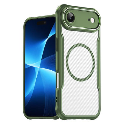 For  iPhone 17 Air Carbon Fiber Texture MagSafe Translucent Phone Case(Green) - iPhone Air Cases by buy2fix | Online Shopping UK | buy2fix