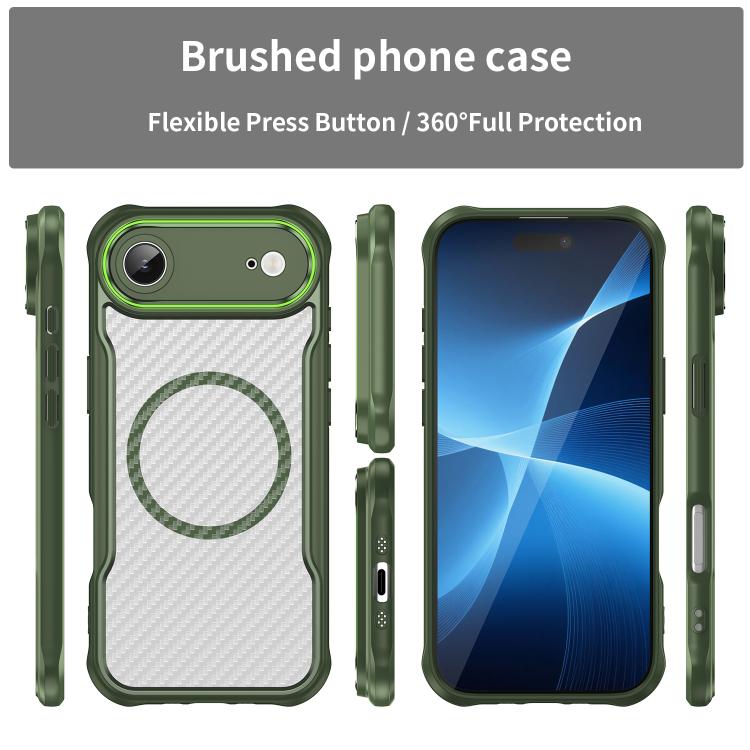 For  iPhone 17 Air Carbon Fiber Texture MagSafe Translucent Phone Case(Green) - iPhone Air Cases by buy2fix | Online Shopping UK | buy2fix