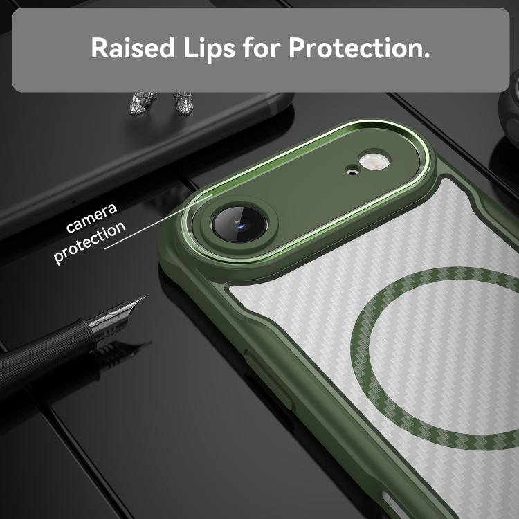For  iPhone 17 Air Carbon Fiber Texture MagSafe Translucent Phone Case(Green) - iPhone Air Cases by buy2fix | Online Shopping UK | buy2fix
