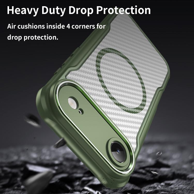 For  iPhone 17 Air Carbon Fiber Texture MagSafe Translucent Phone Case(Green) - iPhone Air Cases by buy2fix | Online Shopping UK | buy2fix