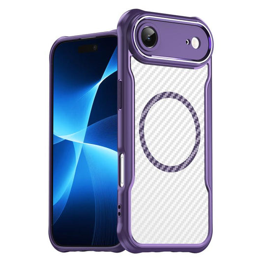 For  iPhone 17 Air Carbon Fiber Texture MagSafe Translucent Phone Case(Purple) - iPhone Air Cases by buy2fix | Online Shopping UK | buy2fix