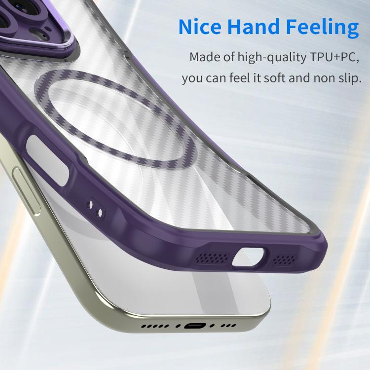 For  iPhone 17 Air Carbon Fiber Texture MagSafe Translucent Phone Case(Purple) - iPhone Air Cases by buy2fix | Online Shopping UK | buy2fix