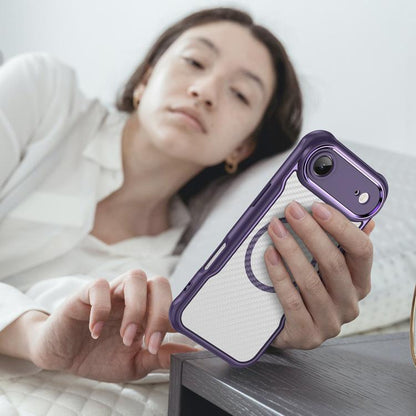 For  iPhone 17 Air Carbon Fiber Texture MagSafe Translucent Phone Case(Purple) - iPhone Air Cases by buy2fix | Online Shopping UK | buy2fix