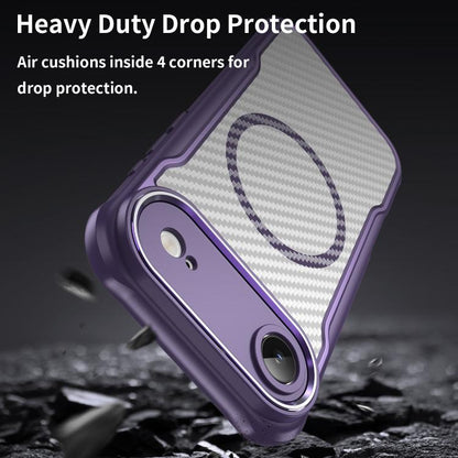 For  iPhone 17 Air Carbon Fiber Texture MagSafe Translucent Phone Case(Purple) - iPhone Air Cases by buy2fix | Online Shopping UK | buy2fix