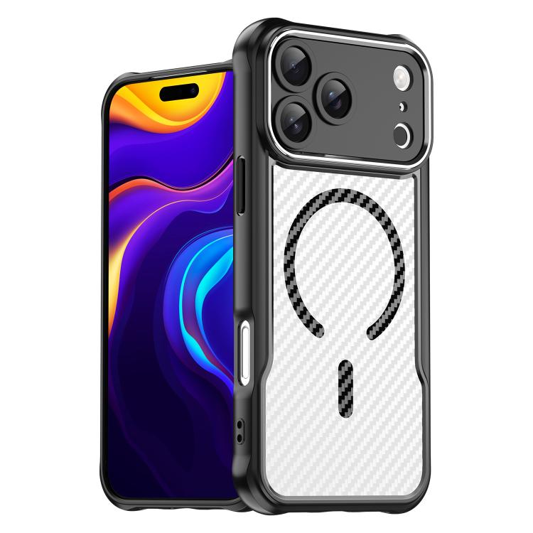 For iPhone 17 Pro Max Carbon Fiber Texture MagSafe Translucent Phone Case(Black) - iPhone 17 Pro Max Cases by buy2fix | Online Shopping UK | buy2fix