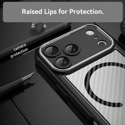 For iPhone 17 Pro Max Carbon Fiber Texture MagSafe Translucent Phone Case(Black) - iPhone 17 Pro Max Cases by buy2fix | Online Shopping UK | buy2fix