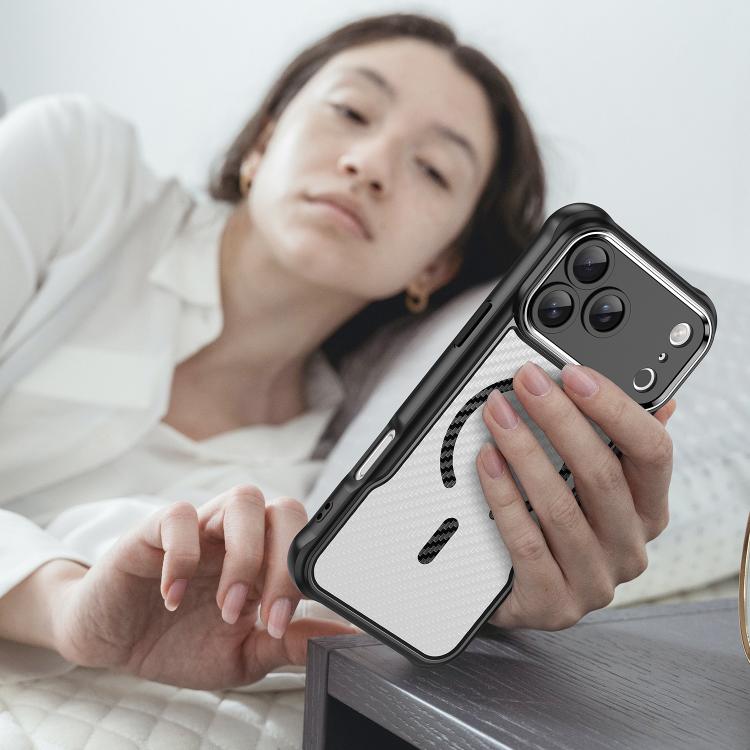 For iPhone 17 Pro Max Carbon Fiber Texture MagSafe Translucent Phone Case(Black) - iPhone 17 Pro Max Cases by buy2fix | Online Shopping UK | buy2fix