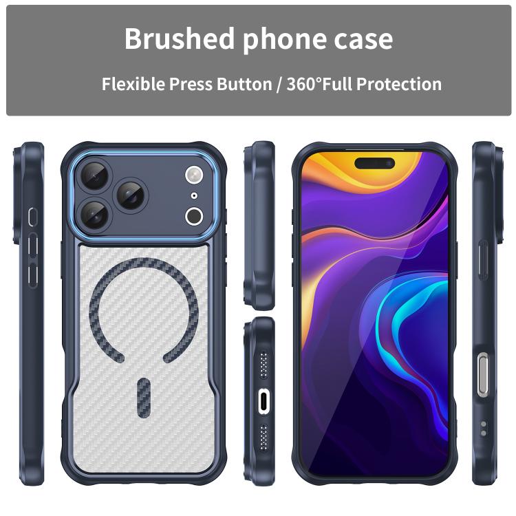 For iPhone 17 Pro Max Carbon Fiber Texture MagSafe Translucent Phone Case(Blue) - iPhone 17 Pro Max Cases by buy2fix | Online Shopping UK | buy2fix