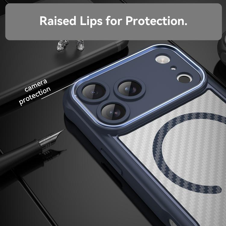 For iPhone 17 Pro Max Carbon Fiber Texture MagSafe Translucent Phone Case(Blue) - iPhone 17 Pro Max Cases by buy2fix | Online Shopping UK | buy2fix