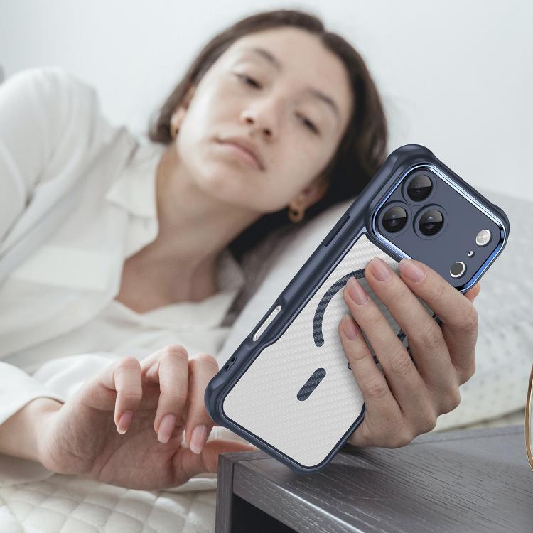 For iPhone 17 Pro Max Carbon Fiber Texture MagSafe Translucent Phone Case(Blue) - iPhone 17 Pro Max Cases by buy2fix | Online Shopping UK | buy2fix