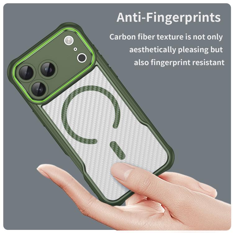 For iPhone 17 Pro Max Carbon Fiber Texture MagSafe Translucent Phone Case(Green) - iPhone 17 Pro Max Cases by buy2fix | Online Shopping UK | buy2fix