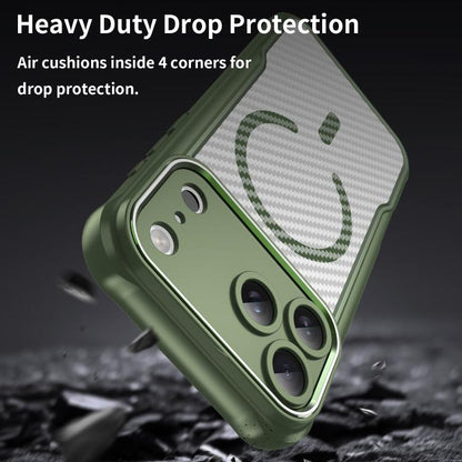 For iPhone 17 Pro Max Carbon Fiber Texture MagSafe Translucent Phone Case(Green) - iPhone 17 Pro Max Cases by buy2fix | Online Shopping UK | buy2fix