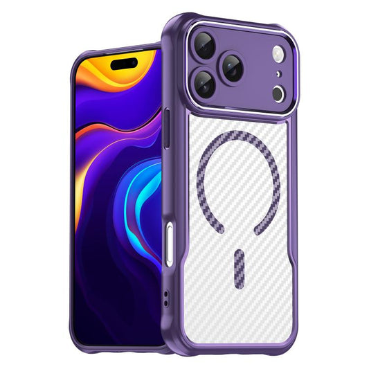For iPhone 17 Pro Max Carbon Fiber Texture MagSafe Translucent Phone Case(Purple) - iPhone 17 Pro Max Cases by buy2fix | Online Shopping UK | buy2fix