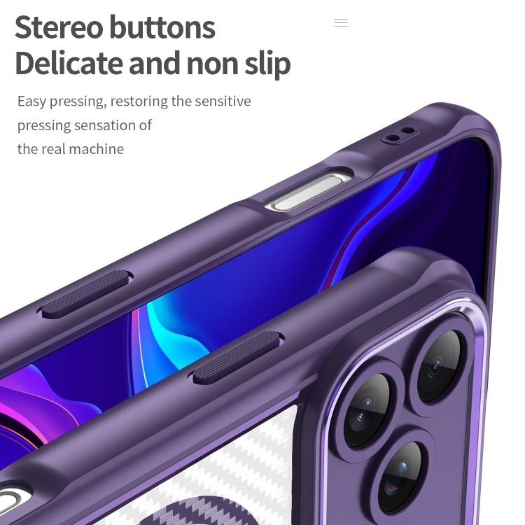 For iPhone 17 Pro Max Carbon Fiber Texture MagSafe Translucent Phone Case(Purple) - iPhone 17 Pro Max Cases by buy2fix | Online Shopping UK | buy2fix
