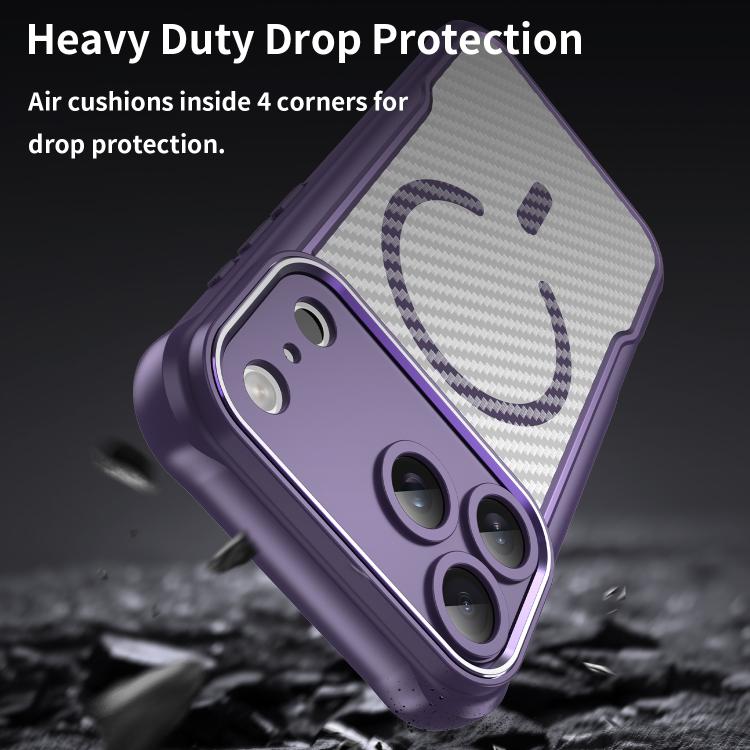 For iPhone 17 Pro Max Carbon Fiber Texture MagSafe Translucent Phone Case(Purple) - iPhone 17 Pro Max Cases by buy2fix | Online Shopping UK | buy2fix