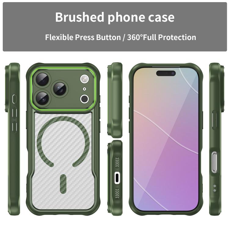For iPhone 17 Pro Carbon Fiber Texture MagSafe Translucent Phone Case(Green) - iPhone 17 Pro Cases by buy2fix | Online Shopping UK | buy2fix