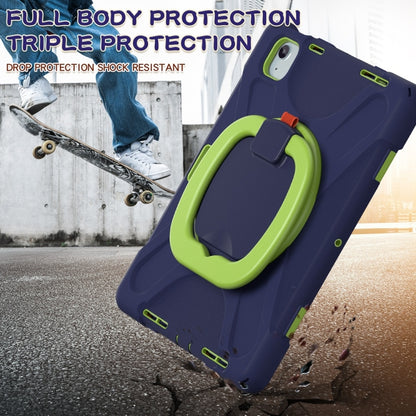 For iPad Air 11 2024 / Air 11 2025 Silicone Hybrid PC Tablet Case with Holder & Shoulder Strap(Navy Blue Lime) by buy2fix