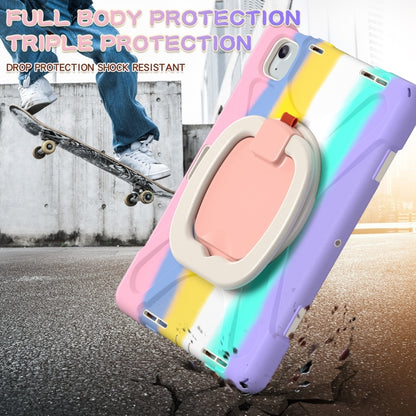 For iPad Air 11 2024 / Air 11 2025 Silicone Hybrid PC Tablet Case with Holder & Shoulder Strap(Colorful Pink) by buy2fix