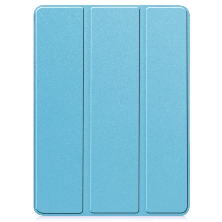 For iPad Pro 11 2024 Custer TPU Pure Color 3-Fold Holder Smart Leather Tablet Case with Pen Tray(Sky Blue) - iPad Pro 11 2024 Cases by buy2fix | Online Shopping UK | buy2fix