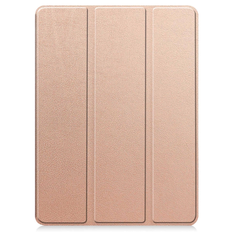 For iPad Pro 11 2024 Custer TPU Pure Color 3-Fold Holder Smart Leather Tablet Case with Pen Tray(Rose Gold) - iPad Pro 11 2024 Cases by buy2fix | Online Shopping UK | buy2fix