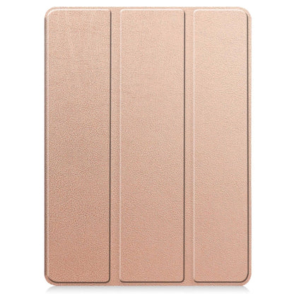 For iPad Pro 11 2024 Custer TPU Pure Color 3-Fold Holder Smart Leather Tablet Case with Pen Tray(Rose Gold) - iPad Pro 11 2024 Cases by buy2fix | Online Shopping UK | buy2fix