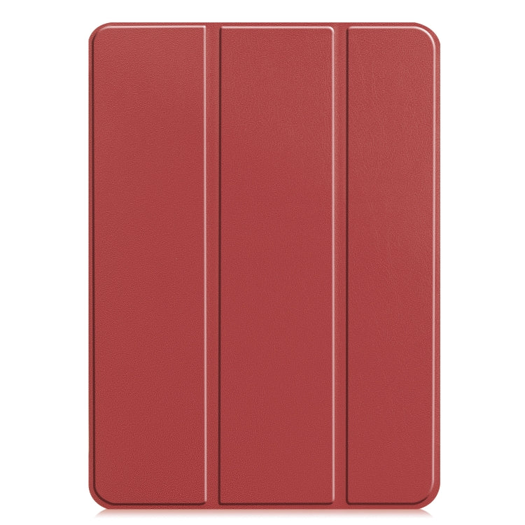 For iPad Pro 11 2024 Custer TPU Pure Color 3-Fold Holder Smart Leather Tablet Case with Pen Tray(Wine Red) - iPad Pro 11 2024 Cases by buy2fix | Online Shopping UK | buy2fix