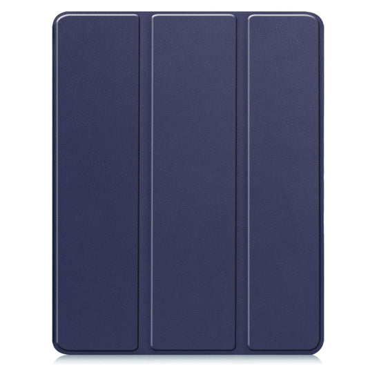 For iPad Pro 13 2025 / 2024 Custer TPU Pure Color 3-Fold Holder Smart Leather Tablet Case with Pen Tray(Dark Blue) by buy2fix