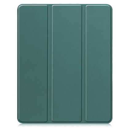 For iPad Air 13 2024 Custer TPU Pure Color 3-Fold Holder Smart Leather Tablet Case with Pen Tray(Dark Green) - iPad Air 13 2024 Cases by buy2fix | Online Shopping UK | buy2fix