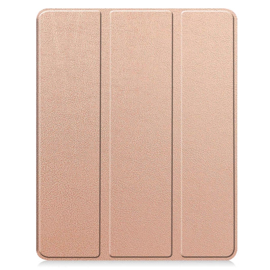 For iPad Air 13 2024 / 2025 Custer TPU Pure Color 3-Fold Holder Smart Leather Tablet Case with Pen Tray(Rose Gold) by buy2fix