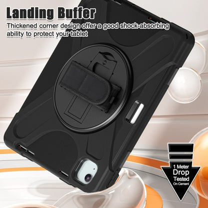 For iPad Air 11 2024 / Air 11 2025 Rotatable Holder Silicone Hybrid PC Tablet Case with Shoulder Strap(Black) by buy2fix