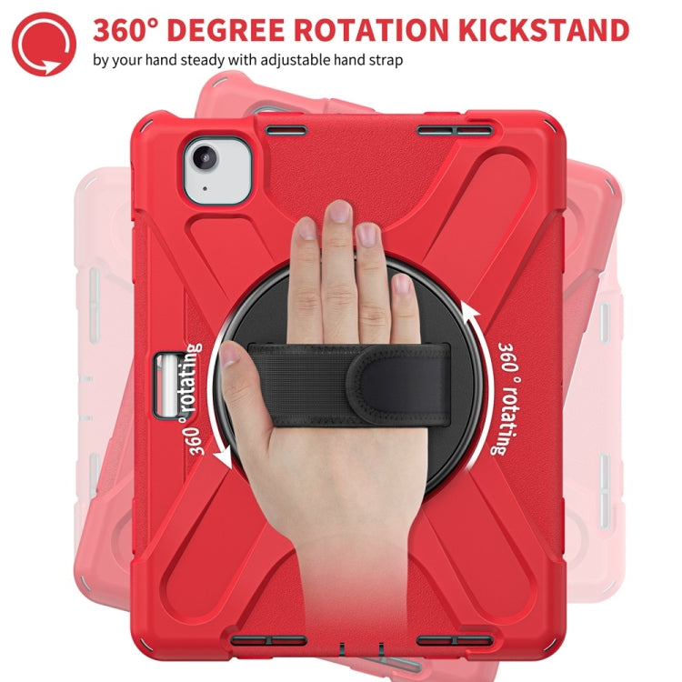 For iPad Air 11 2024 / Air 11 2025 Rotatable Holder Silicone Hybrid PC Tablet Case with Shoulder Strap(Red) by buy2fix