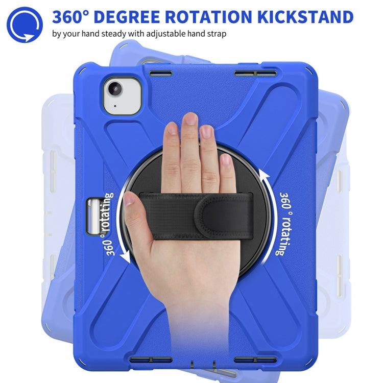 For iPad Air 11 2024 / Air 11 2025 Rotatable Holder Silicone Hybrid PC Tablet Case with Shoulder Strap(Blue) by buy2fix
