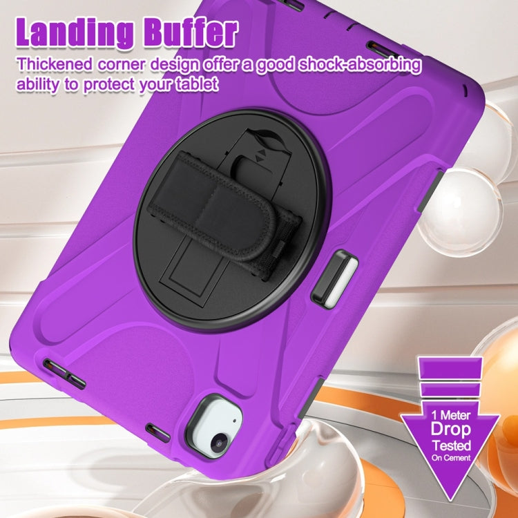 For iPad Air 11 2024 / Air 11 2025 Rotatable Holder Silicone Hybrid PC Tablet Case with Shoulder Strap(Purple) by buy2fix