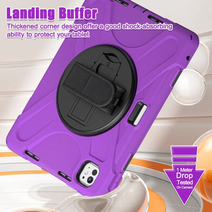 For iPad Pro 11 2025 / 2024 Rotatable Holder Silicone Hybrid PC Tablet Case with Shoulder Strap(Purple) by buy2fix