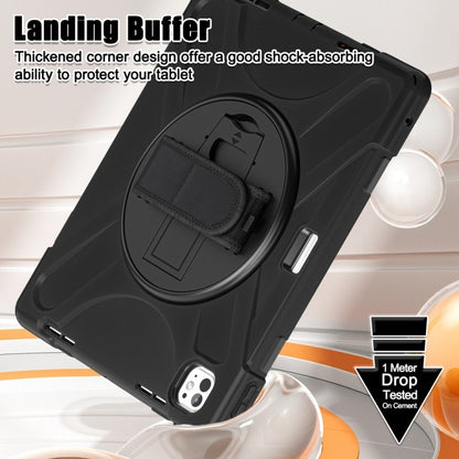 For iPad Pro 13 2025 / 2024 Rotatable Holder Silicone Hybrid PC Tablet Case with Shoulder Strap(Black) by buy2fix