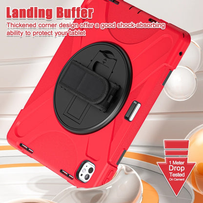 For iPad Pro 13 2025 / 2024 Rotatable Holder Silicone Hybrid PC Tablet Case with Shoulder Strap(Red) by buy2fix