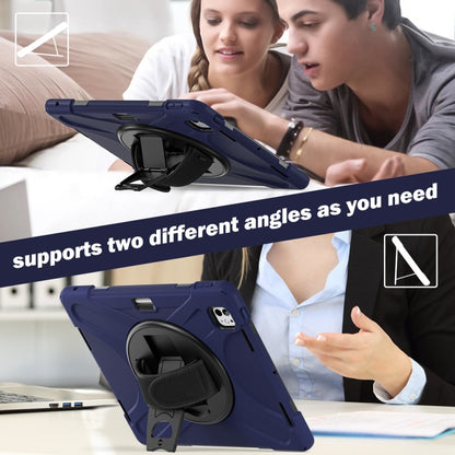 For iPad Pro 13 2025 / 2024 Rotatable Holder Silicone Hybrid PC Tablet Case with Shoulder Strap(Navy Blue) by buy2fix