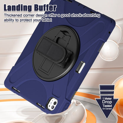 For iPad Pro 13 2025 / 2024 Rotatable Holder Silicone Hybrid PC Tablet Case with Shoulder Strap(Navy Blue) by buy2fix