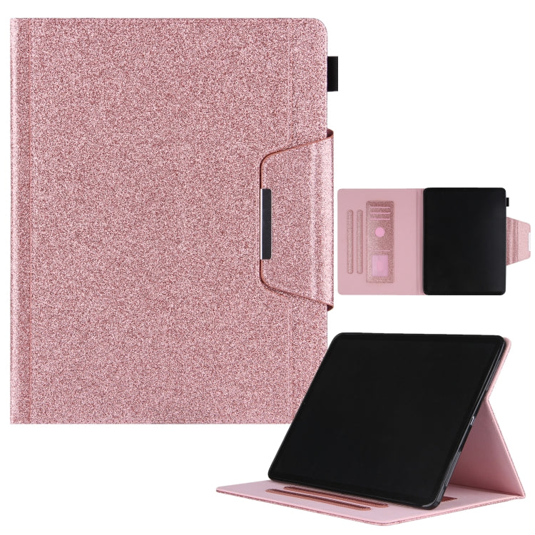 For iPad Pro 13 2024 Glitter Metal Buckle Leather Smart Tablet Case(Rose Gold) - iPad Pro 13 2024 Cases by buy2fix | Online Shopping UK | buy2fix