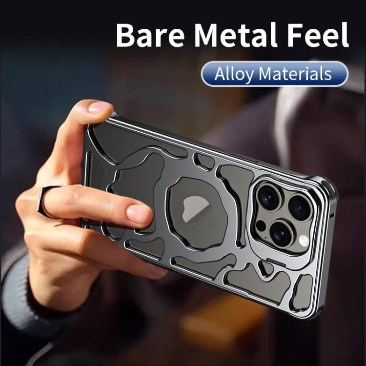 For iPhone 14 Pro Max Auspicious Cloud Series MagSafe Metal Phone Case with Bracket(Grey) - iPhone 14 Pro Max Cases by buy2fix | Online Shopping UK | buy2fix