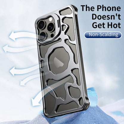 For iPhone 14 Pro Max Auspicious Cloud Series MagSafe Metal Phone Case with Bracket(Grey) - iPhone 14 Pro Max Cases by buy2fix | Online Shopping UK | buy2fix