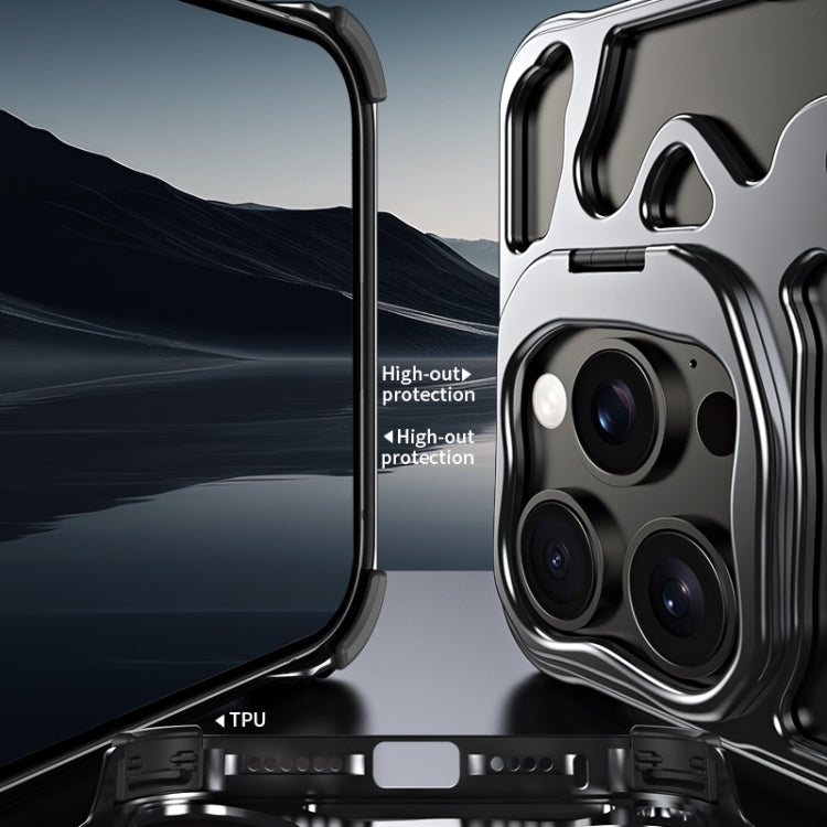 For iPhone 14 Pro Max Auspicious Cloud Series MagSafe Metal Phone Case with Bracket(Grey) - iPhone 14 Pro Max Cases by buy2fix | Online Shopping UK | buy2fix