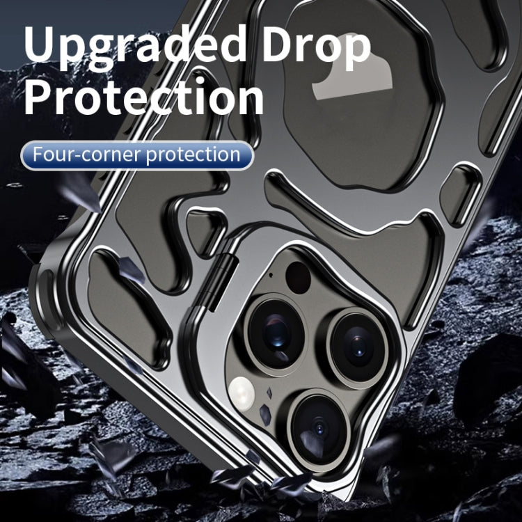 For iPhone 14 Pro Max Auspicious Cloud Series MagSafe Metal Phone Case with Bracket(Grey) - iPhone 14 Pro Max Cases by buy2fix | Online Shopping UK | buy2fix